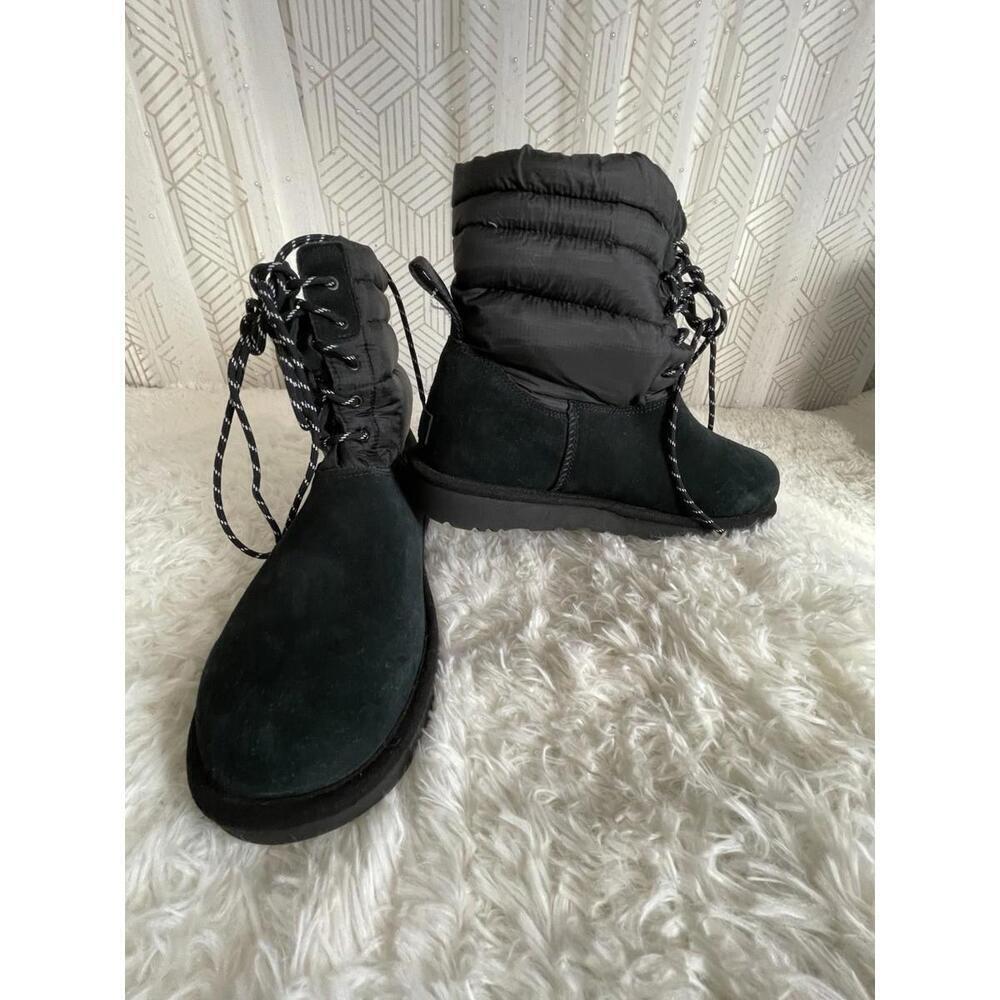UGG x STAMPD BLACK LACE-UP SUEDE/ WOOL WINTER BOOTS, MEN US 12 NWOB READ*